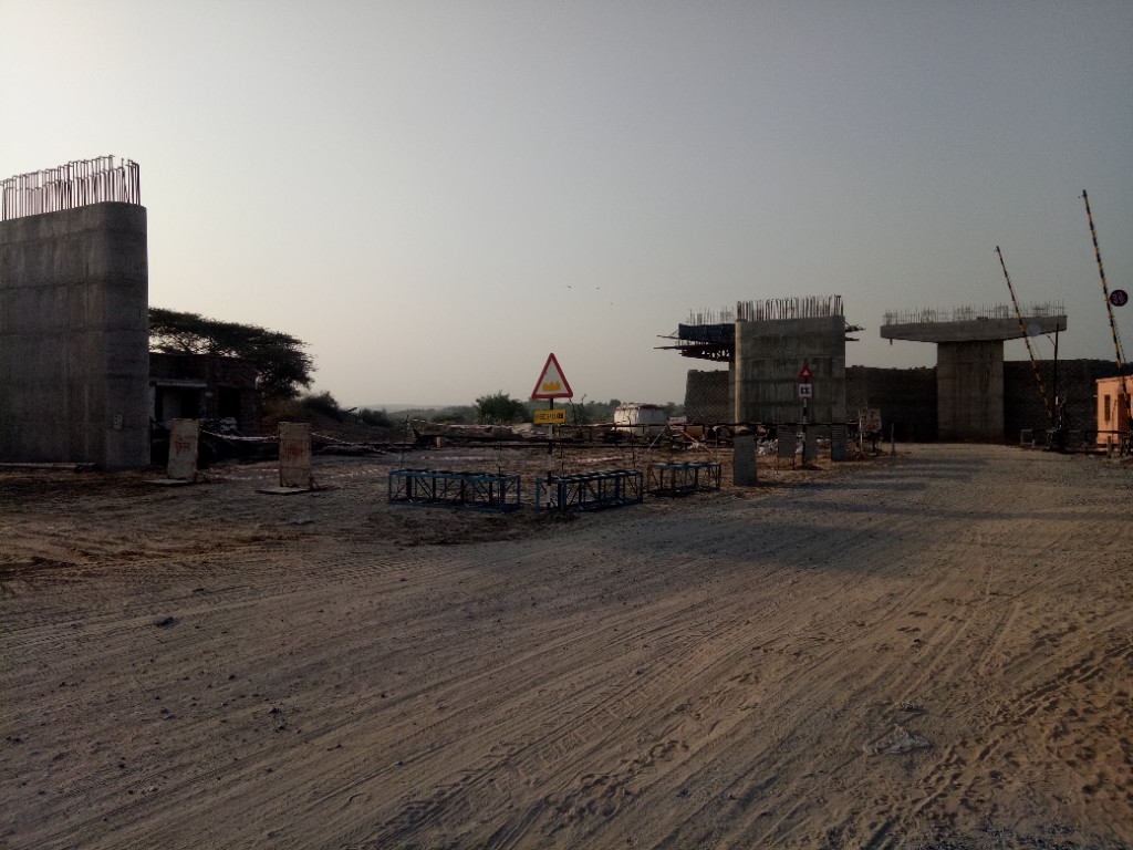 Bridge construction site overview